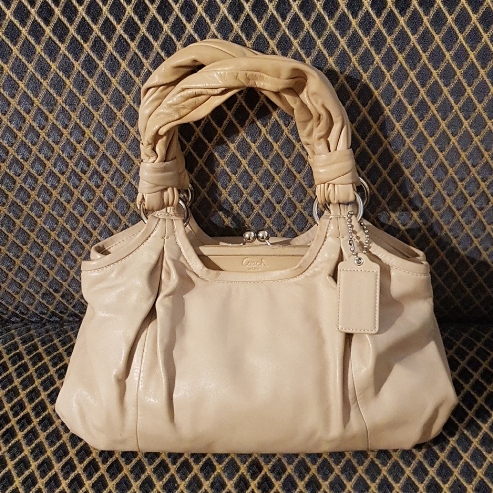 Authentic Beige Leather Coach Purse